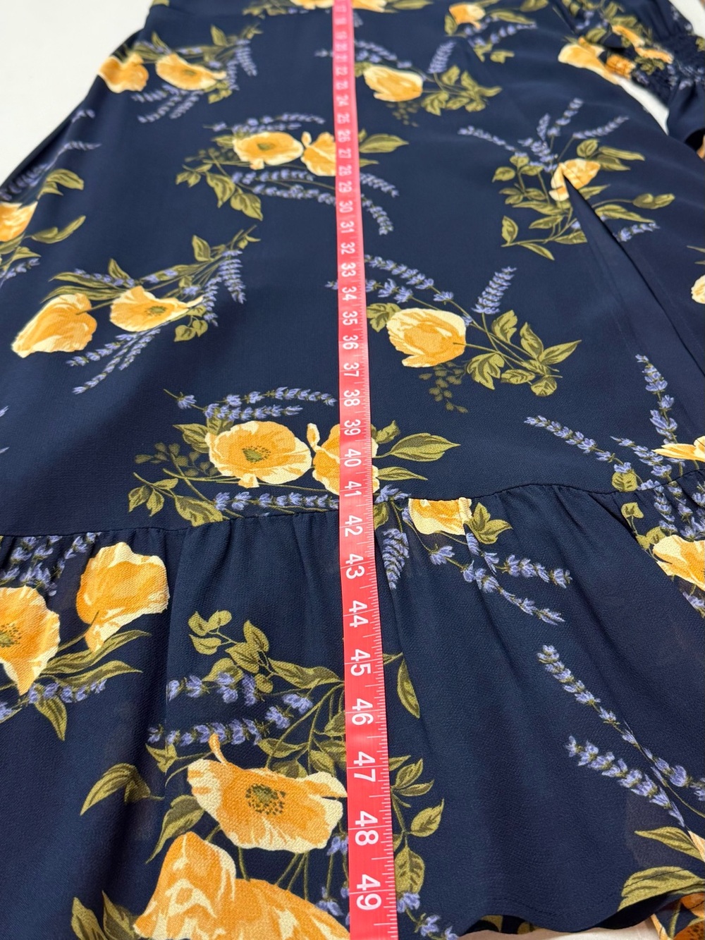 Reformation The Stevi Dres Dark Navy Floral Long-Sleeve Dress - Picture 13 of 13